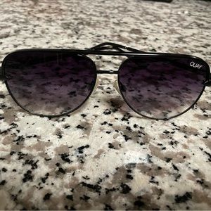 Quay Australia Black Metal Aviator Sunglasses High Key